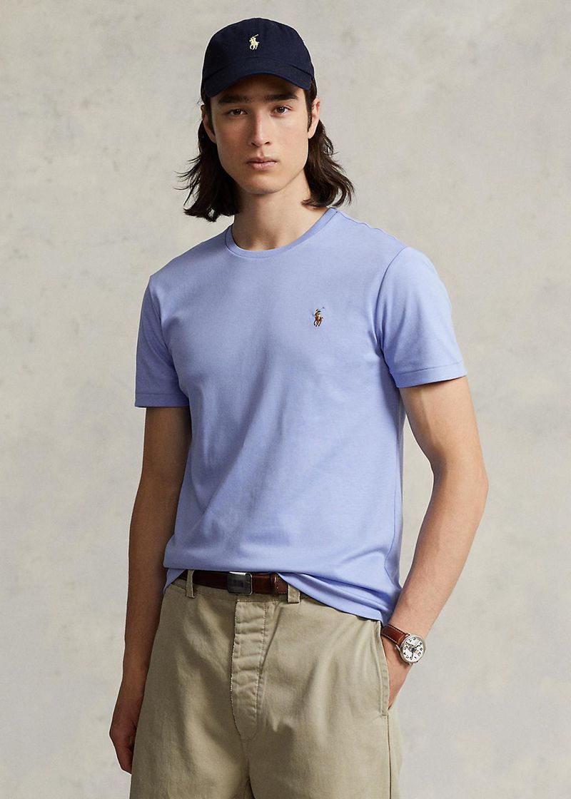 Camiseta Polo Ralph Lauren Hombre Custom Slim Fit Soft Cotton Chile Azules STCAV-5207